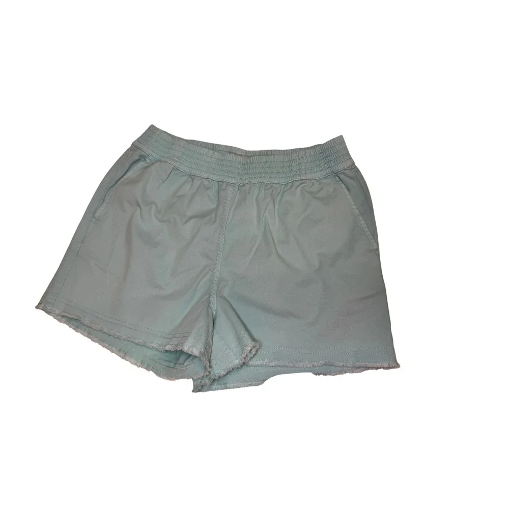 Vineyard Vines‎ Womens Small Light Blue Smocked Waist Frayed Hem Pull On Shorts